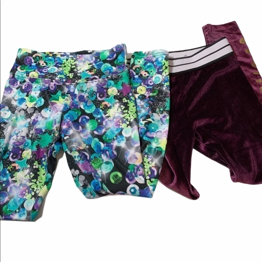 New Justice leggings lot of 2 pairs velour size 8
